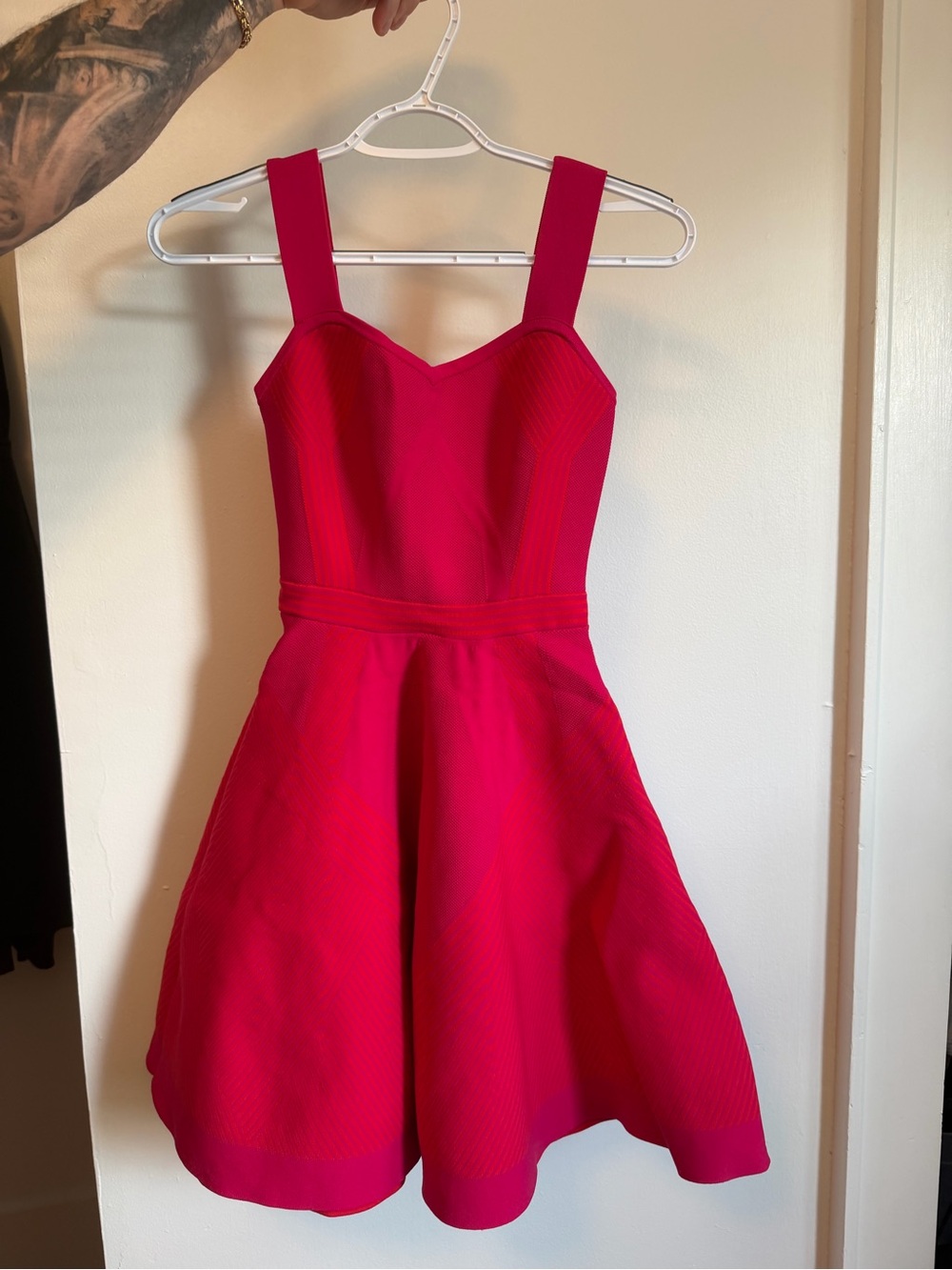 Maje Hot Pink Fit-and-Flare Sleeveless Dress